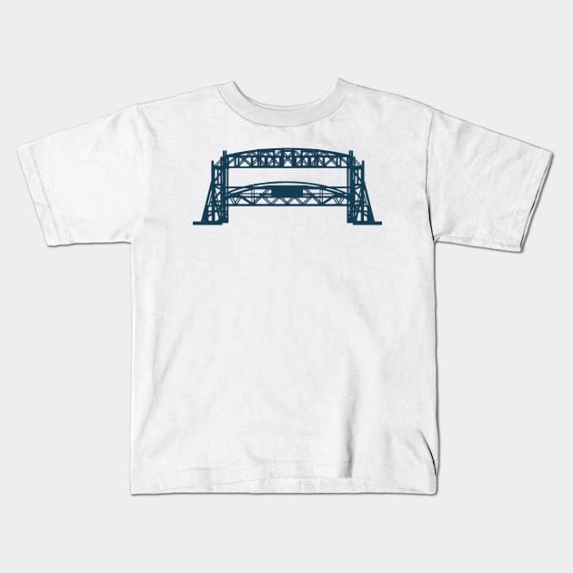 Duluth Bridge Art Kids T-Shirt by zsonn